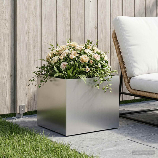 vidaXL Garden Planter Silver 40 x 30 x 30 cm Galvanised Steel