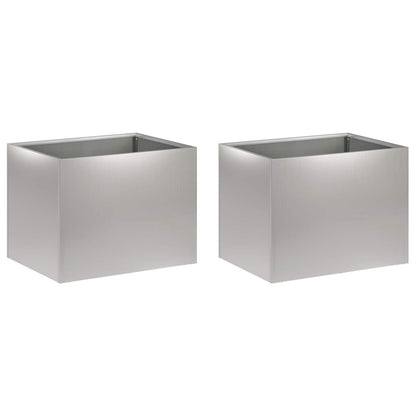 vidaXL Garden Planter 2 pcs Silver 40 x 30 x 30 cm Galvanised Steel