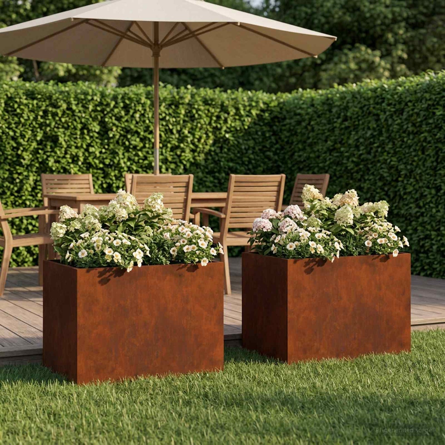 vidaXL Garden Planter 2 pcs Rusty 40 x 30 x 30 cm Weathering Steel