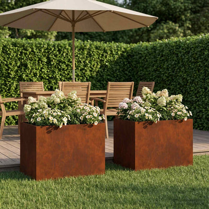 vidaXL Garden Planter 2 pcs Rusty 40 x 30 x 30 cm Weathering Steel