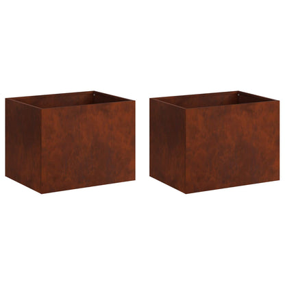vidaXL Garden Planter 2 pcs Rusty 40 x 30 x 30 cm Weathering Steel