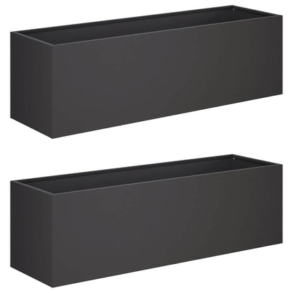 vidaXL Garden Planter 2 pcs Black 80 x 30 x 30 cm Cold-rolled Steel