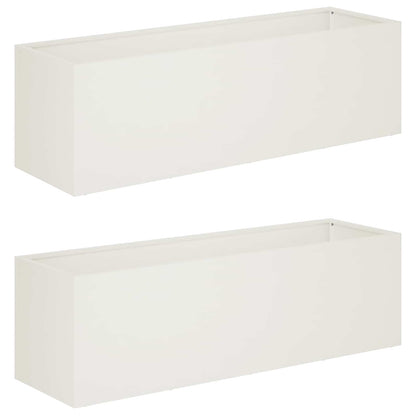 vidaXL Garden Planter 2 pcs White 80 x 30 x 30 cm Cold-rolled Steel