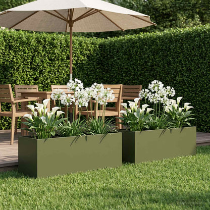 vidaXL Garden Planter 2 pcs Olive Green 80 x 30 x 30 cm