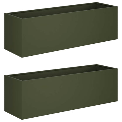 vidaXL Garden Planter 2 pcs Olive Green 80 x 30 x 30 cm