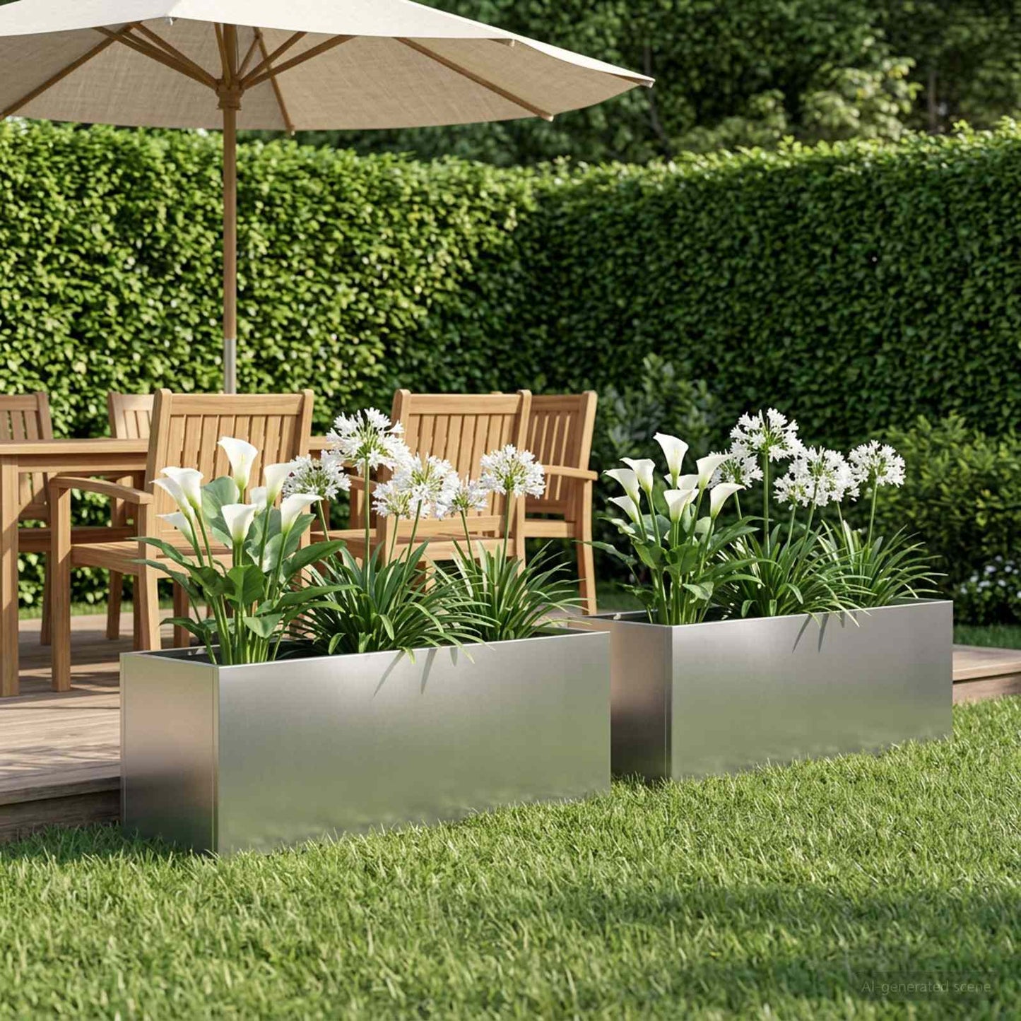 vidaXL Garden Planter 2 pcs Silver 80 x 30 x 30 cm Stainless Steel