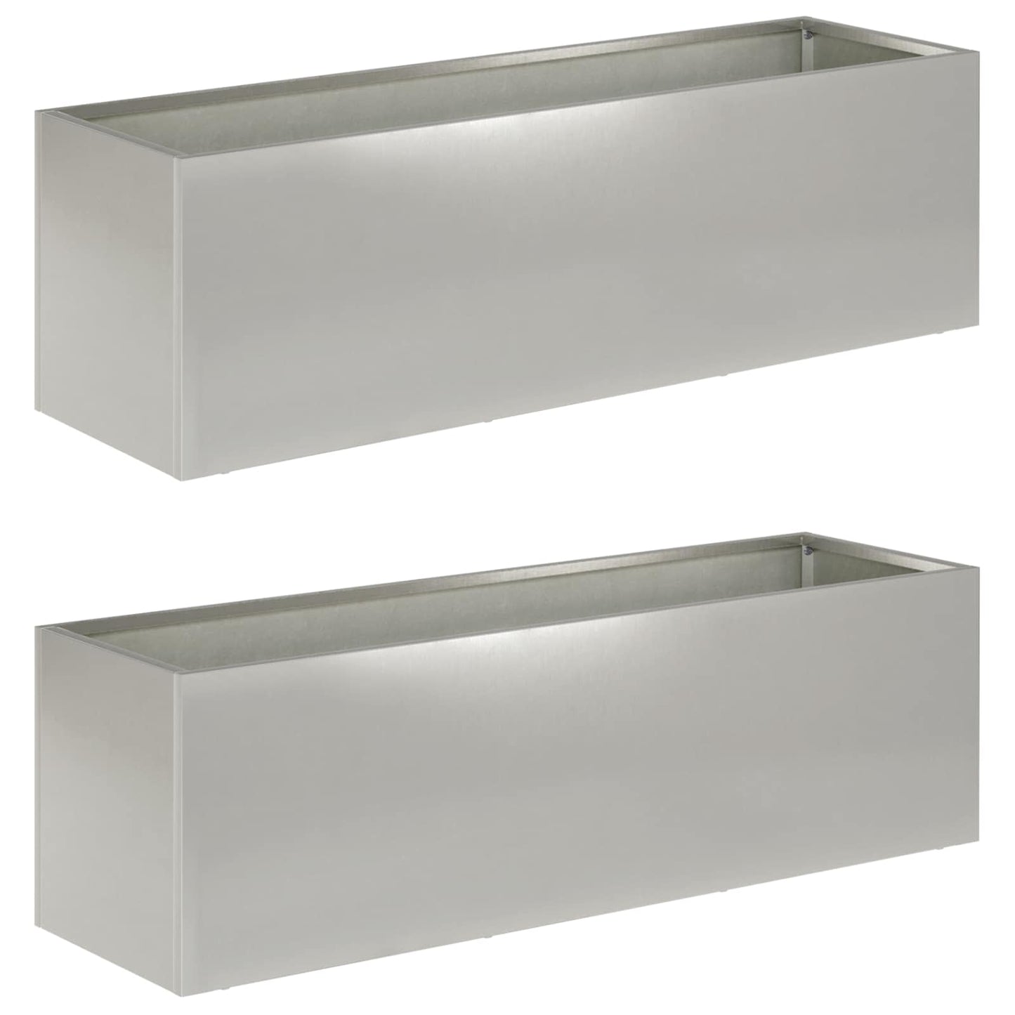 vidaXL Garden Planter 2 pcs Silver 80 x 30 x 30 cm Stainless Steel