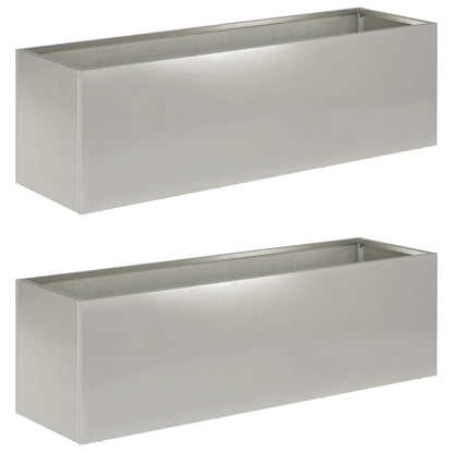 vidaXL Garden Planter 2 pcs Silver 80 x 30 x 30 cm Stainless Steel