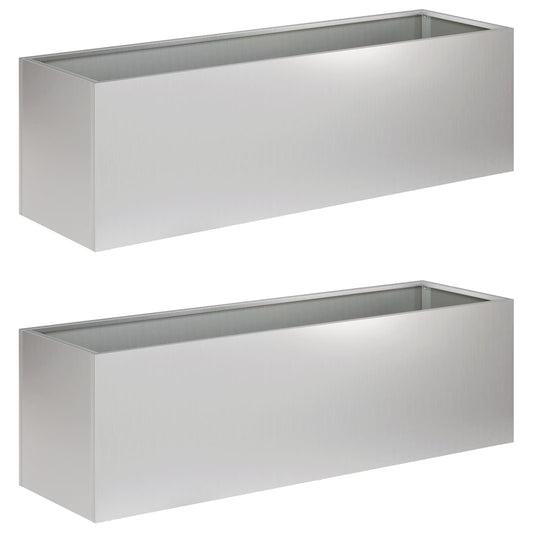 vidaXL Garden Planter 2 pcs Silver 80 x 30 x 30 cm Galvanised Steel
