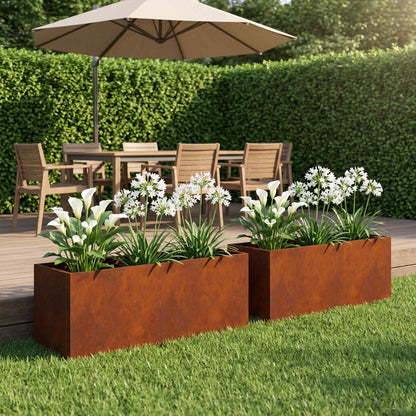 vidaXL Garden Planter 2 pcs Rusty 80 x 30 x 30 cm Weathering Steel