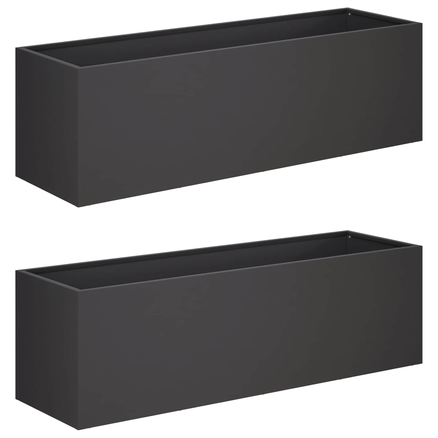 vidaXL Garden Planter 2 pcs Black 100 x 30 x 30 cm Cold-rolled Steel