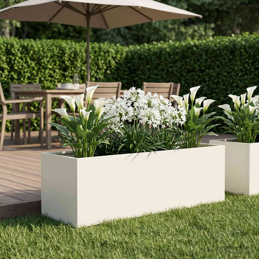 vidaXL Garden Planter White 100 x 30 x 30 cm Cold-rolled Steel