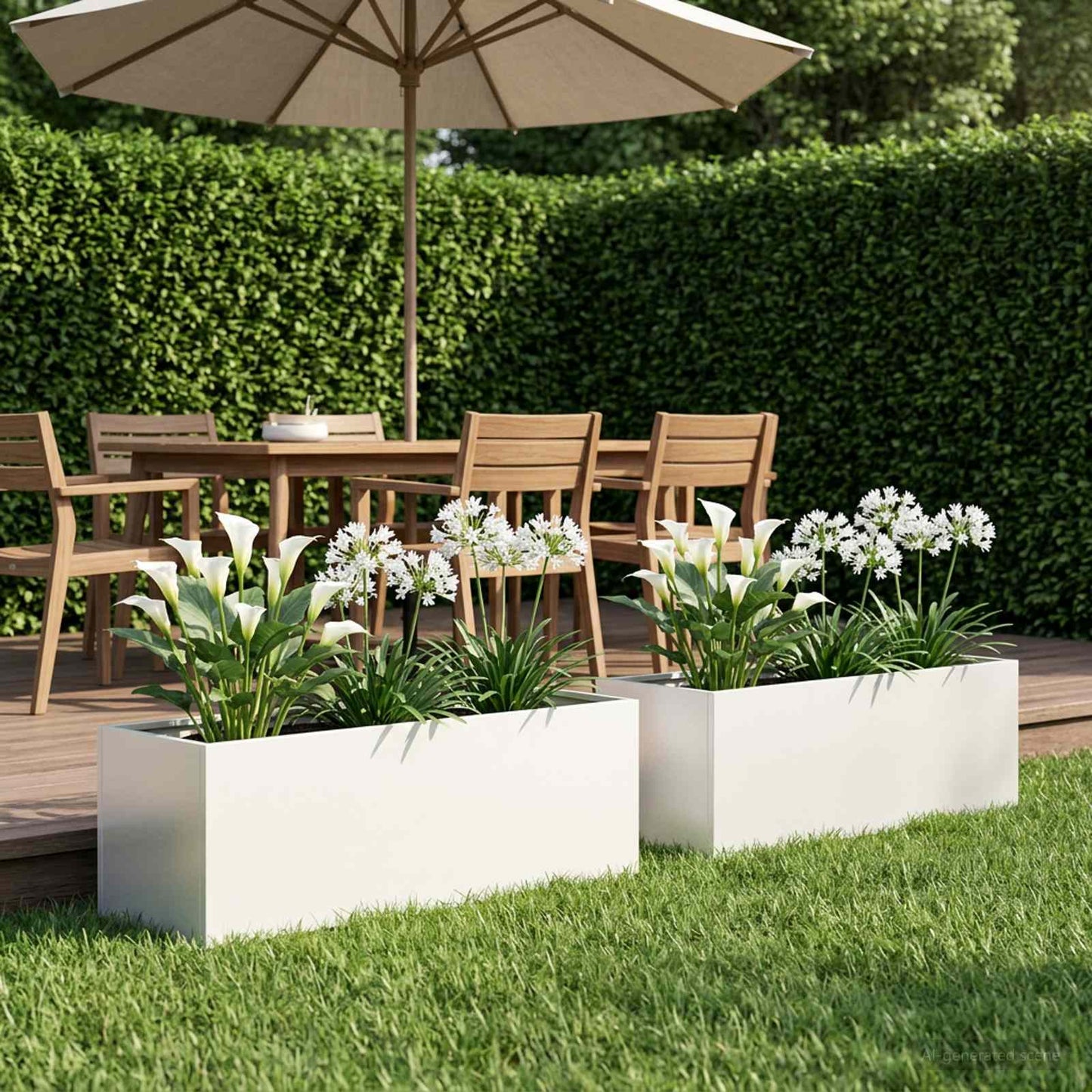 vidaXL Garden Planter 2 pcs White 100 x 30 x 30 cm Cold-rolled Steel