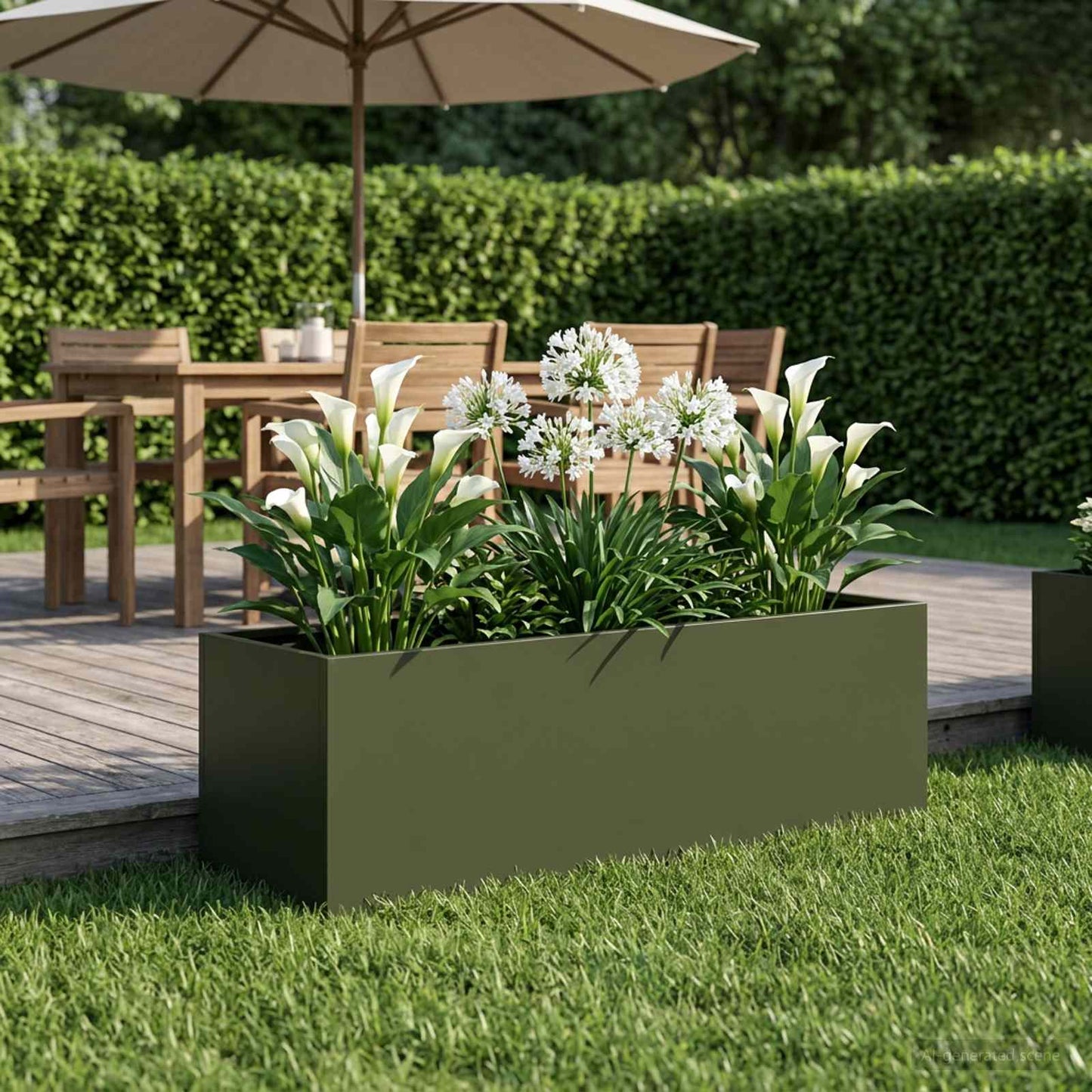 vidaXL Garden Planter Olive Green 100 x 30 x 30 cm Cold-rolled Steel