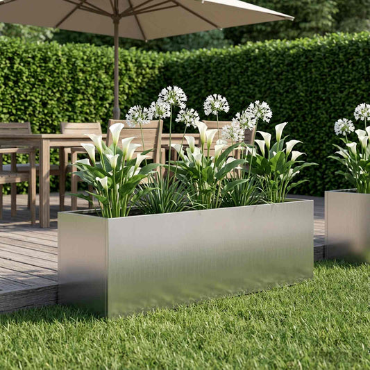 vidaXL Garden Planter Silver 100 x 30 x 30 cm Galvanised Steel