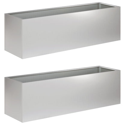 vidaXL Garden Planter 2 pcs Silver 100 x 30 x 30 cm Galvanised Steel