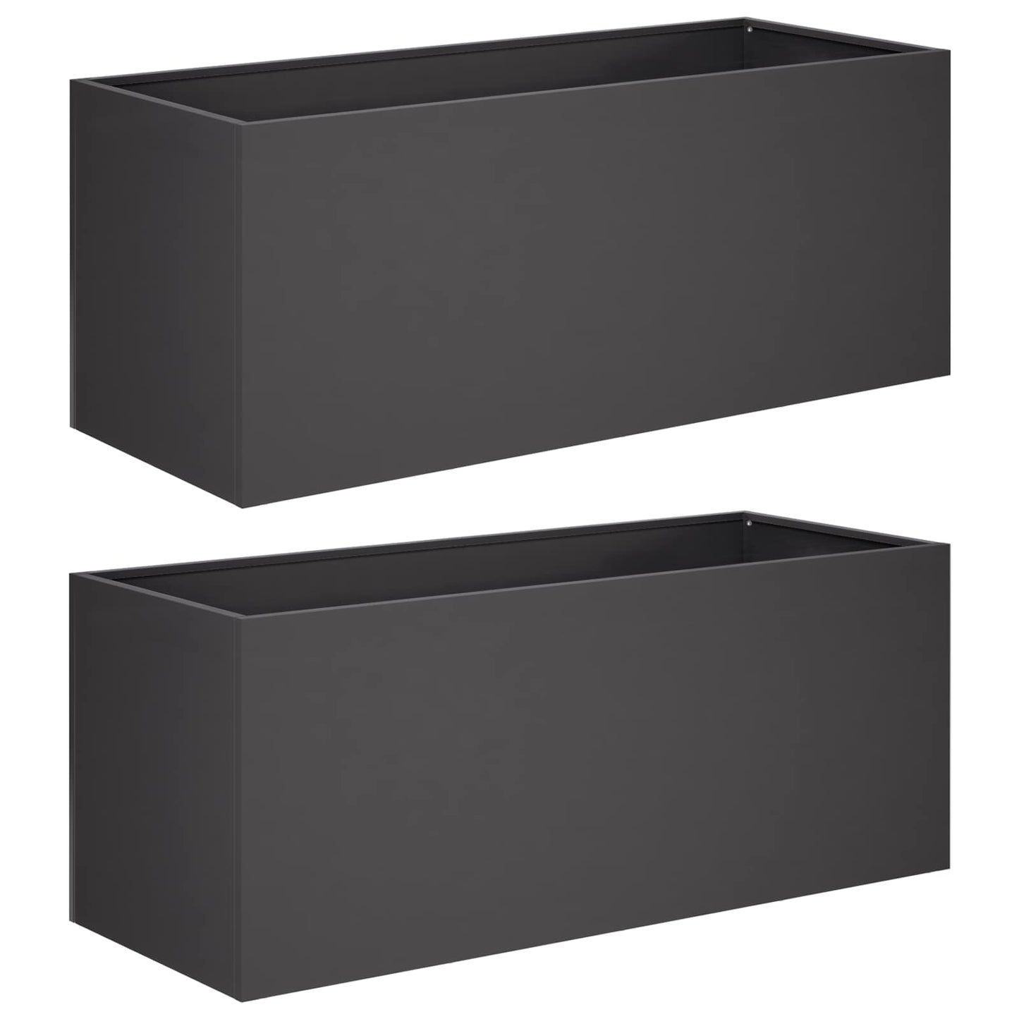 vidaXL Garden Planter 2 pcs Black 80 x 40 x 40 cm Cold-rolled Steel
