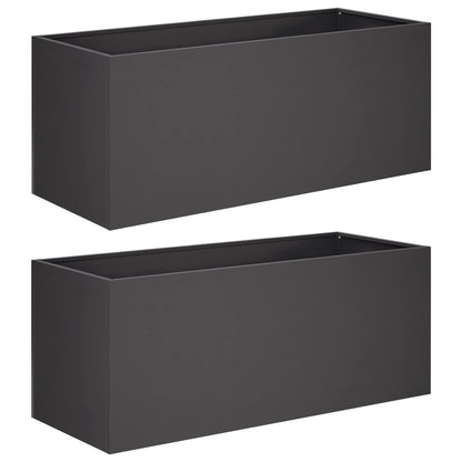 vidaXL Garden Planter 2 pcs Black 80 x 40 x 40 cm Cold-rolled Steel