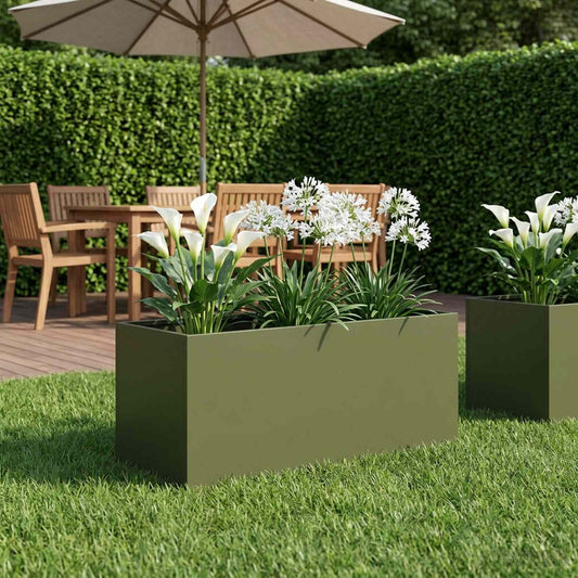vidaXL Garden Planter Olive Green 80 x 40 x 40 cm Cold-rolled Steel