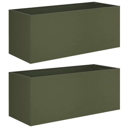 vidaXL Garden Planter 2 pcs Olive Green 80 x 40 x 40 cm