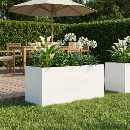vidaXL Garden Planter White 100 x 40 x 40 cm Cold-rolled Steel
