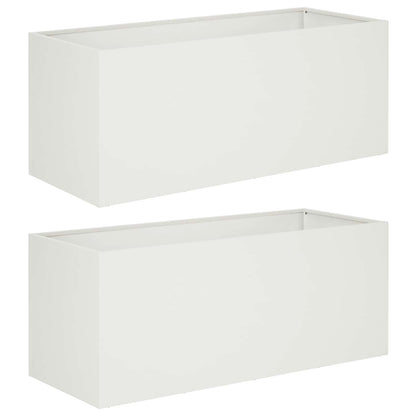 vidaXL Garden Planter 2 pcs White 100 x 40 x 40 cm Cold-rolled Steel