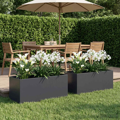 vidaXL Garden Planter 2 pcs Anthracite 100 x 40 x 40 cm