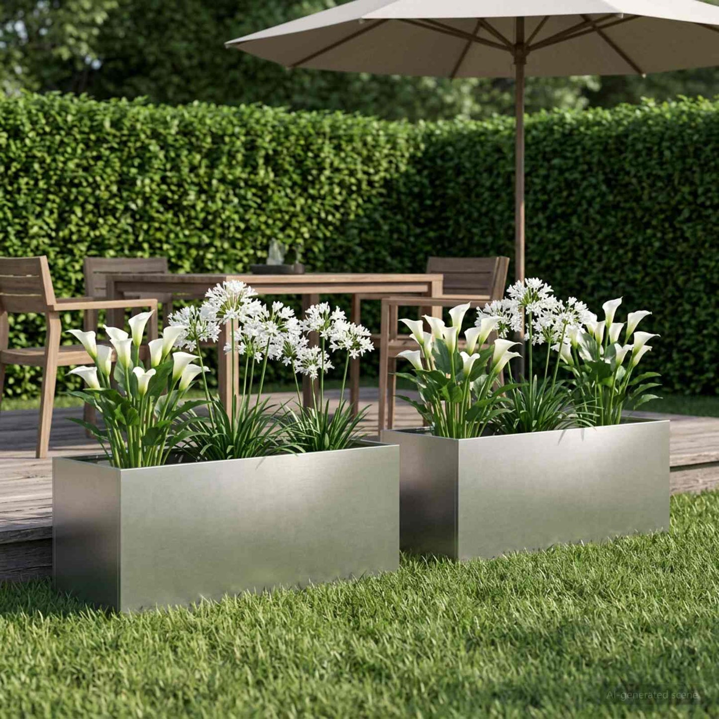 vidaXL Garden Planter 2 pcs Silver 100 x 40 x 40 cm Stainless Steel