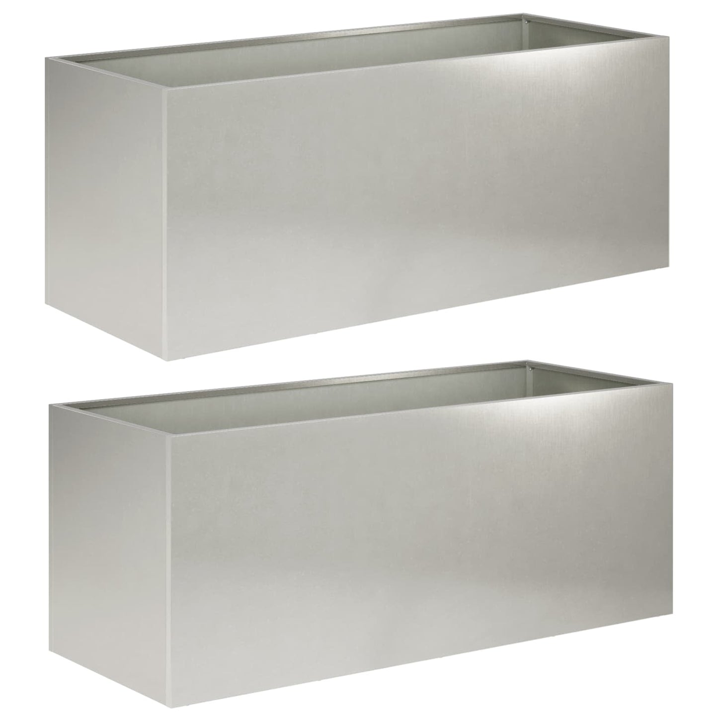 vidaXL Garden Planter 2 pcs Silver 100 x 40 x 40 cm Stainless Steel