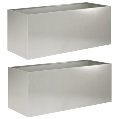 vidaXL Garden Planter 2 pcs Silver 100 x 40 x 40 cm Stainless Steel