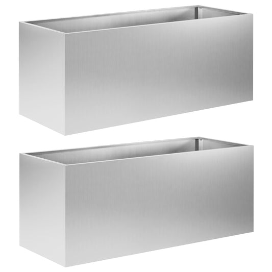 vidaXL Garden Planter 2 pcs Silver 100 x 40 x 40 cm Galvanised Steel
