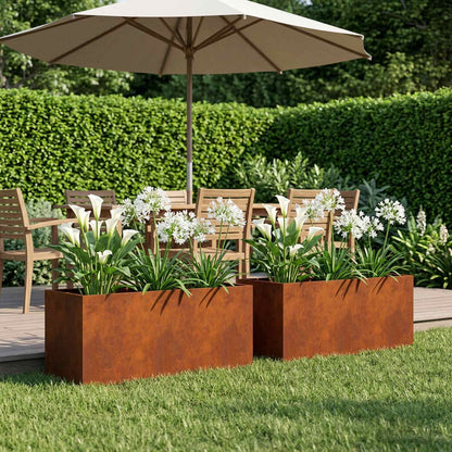 vidaXL Garden Planter 2 pcs Rusty 100 x 40 x 40 cm Weathering Steel