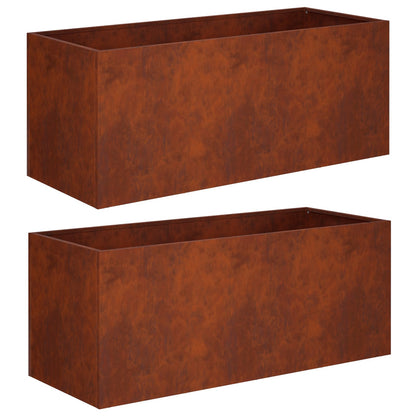 vidaXL Garden Planter 2 pcs Rusty 100 x 40 x 40 cm Weathering Steel