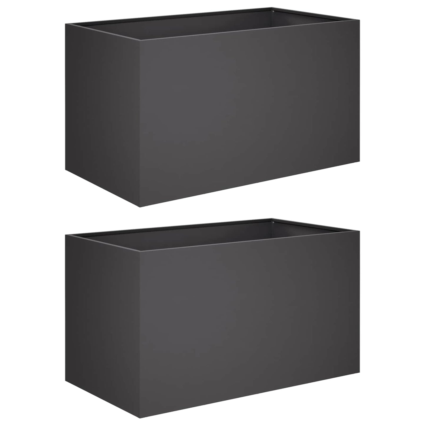 vidaXL Garden Planter 2 pcs Black 80 x 50 x 50 cm Cold-rolled Steel