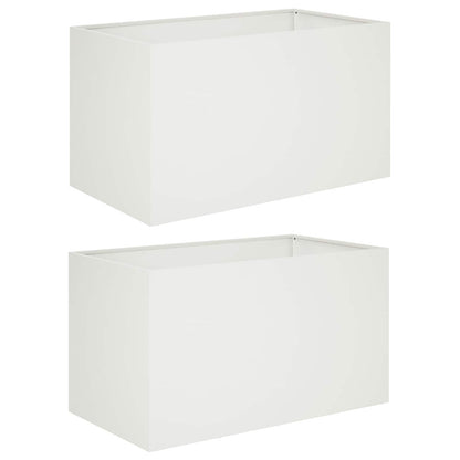 vidaXL Garden Planter 2 pcs White 80 x 50 x 50 cm Cold-rolled Steel
