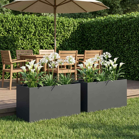vidaXL Garden Planter 2 pcs Anthracite 80 x 50 x 50 cm