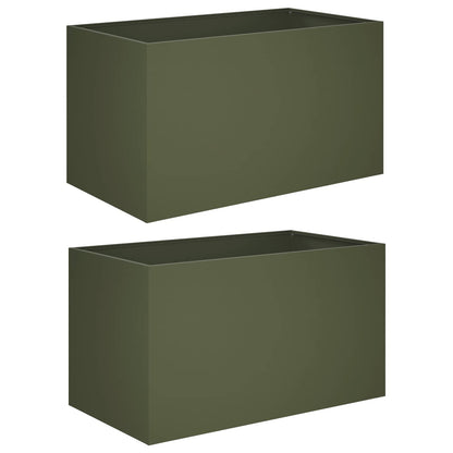 vidaXL Garden Planter 2 pcs Olive Green 80 x 50 x 50 cm