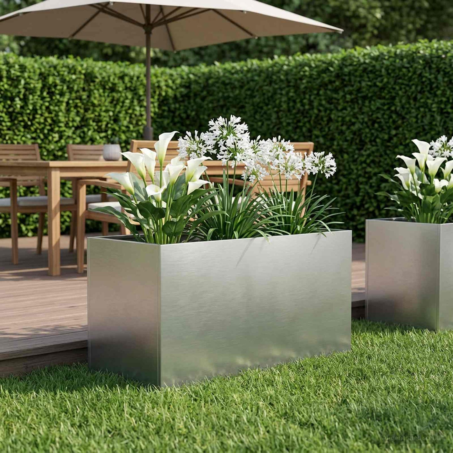 vidaXL Garden Planter Silver 80 x 50 x 50 cm Stainless Steel