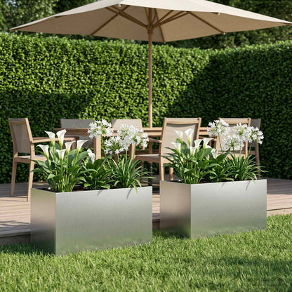vidaXL Garden Planter 2 pcs Silver 80 x 50 x 50 cm Galvanised Steel