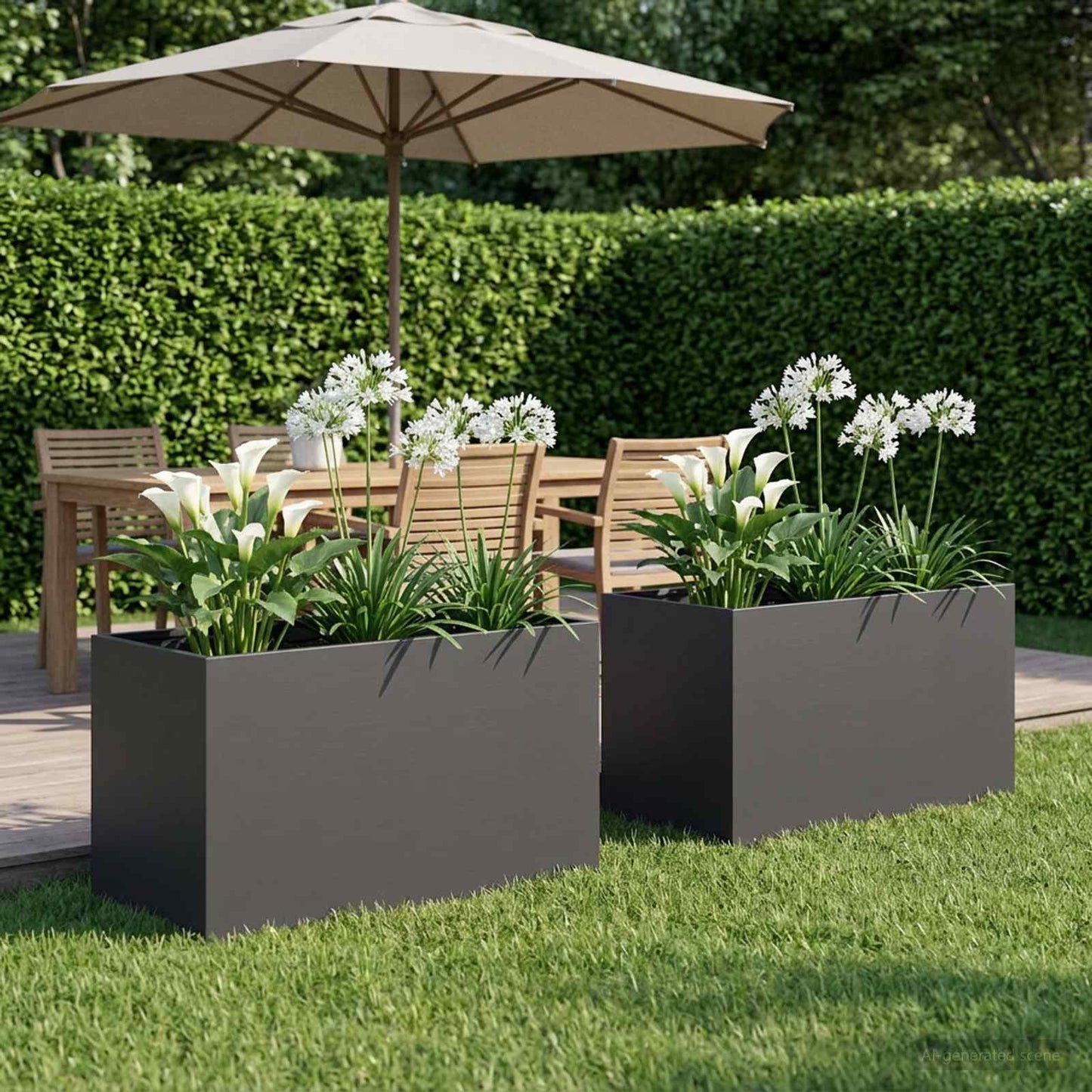 vidaXL Garden Planter 2 pcs Black 100 x 50 x 50 cm Cold-rolled Steel