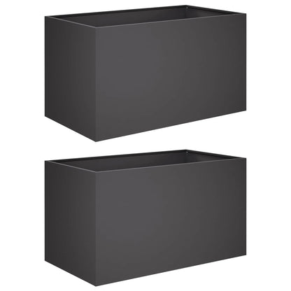 vidaXL Garden Planter 2 pcs Black 100 x 50 x 50 cm Cold-rolled Steel