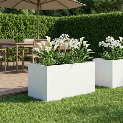 vidaXL Garden Planter White 100 x 50 x 50 cm Cold-rolled Steel