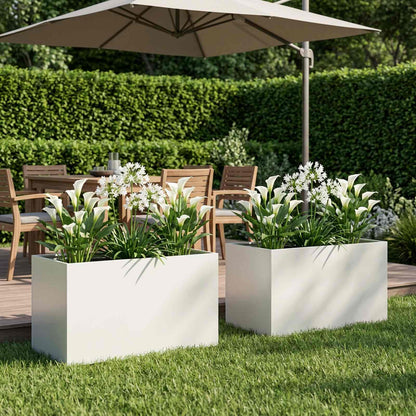 vidaXL Garden Planter 2 pcs White 100 x 50 x 50 cm Cold-rolled Steel