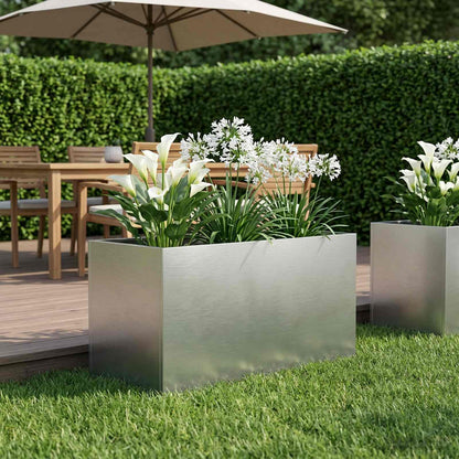 vidaXL Garden Planter Silver 100 x 50 x 50 cm Stainless Steel