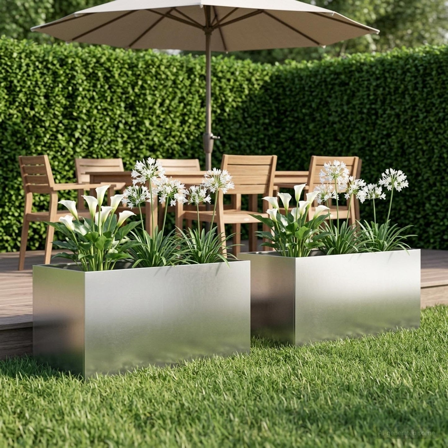 vidaXL Garden Planter 2 pcs Silver 100 x 50 x 50 cm Stainless Steel