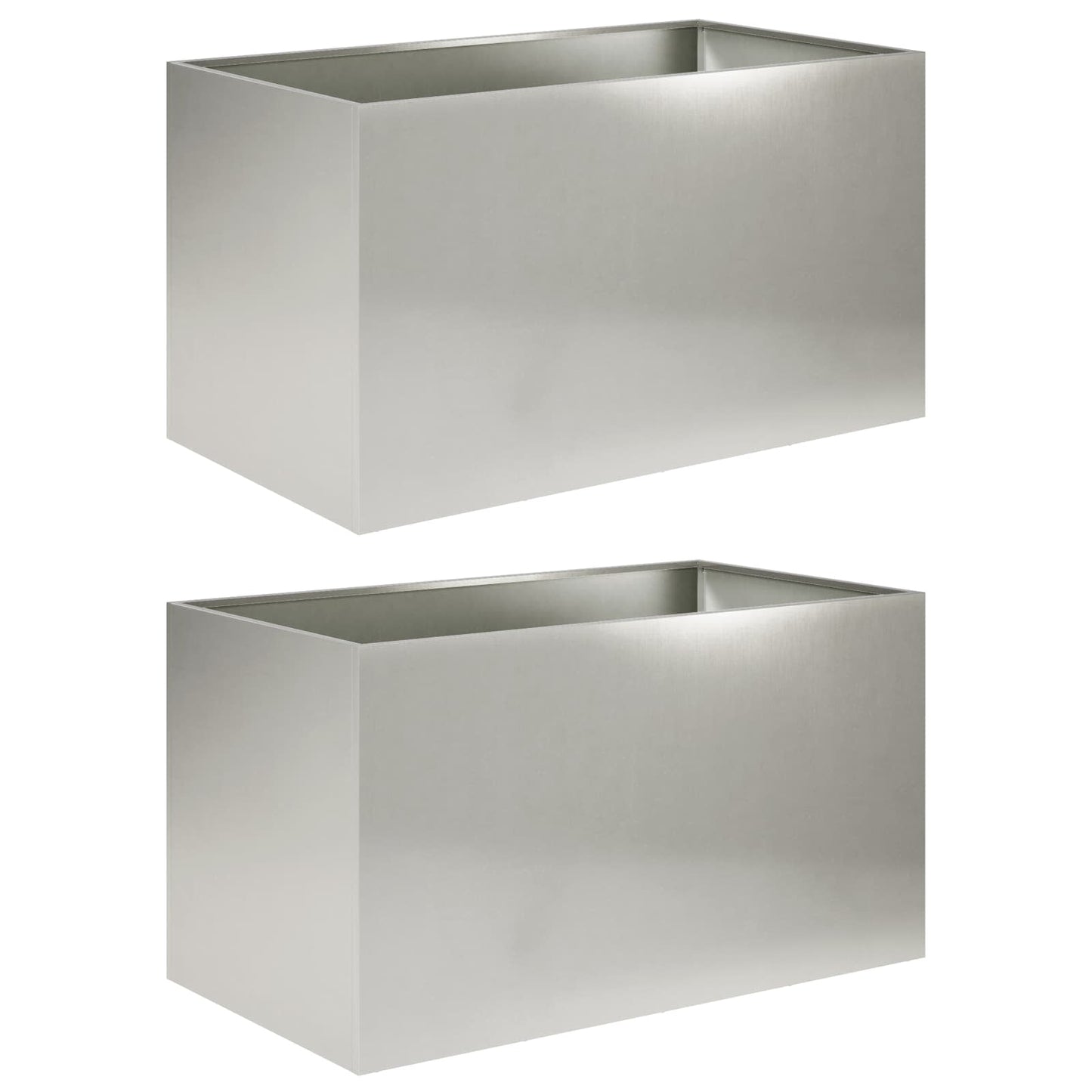 vidaXL Garden Planter 2 pcs Silver 100 x 50 x 50 cm Stainless Steel