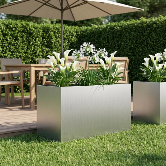 vidaXL Garden Planter Silver 100 x 50 x 50 cm Galvanised Steel