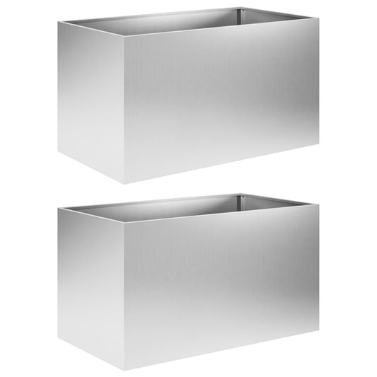 vidaXL Garden Planter 2 pcs Silver 100 x 50 x 50 cm Galvanised Steel