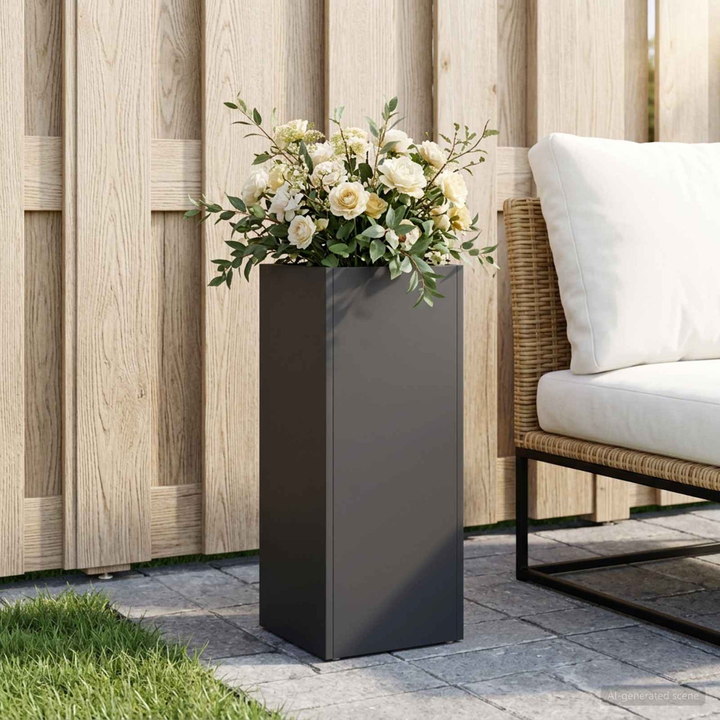 vidaXL Garden Planter Black 20 x 20 x 40 cm Cold-rolled Steel