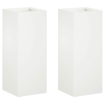 vidaXL Garden Planter 2 pcs White 20 x 20 x 40 cm Cold-rolled Steel
